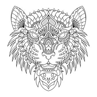 Download Tiger head zentangle | Premium Vector