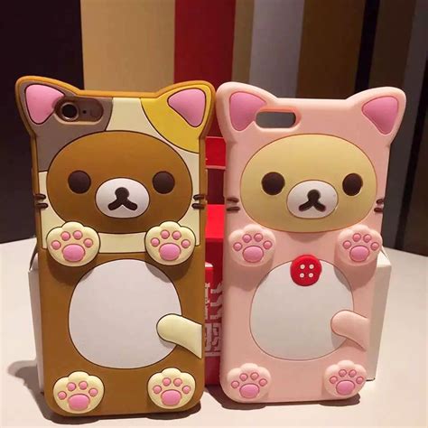 cute teddy rilakkuma bear silicone rubber soft case cover for iphone 8 plus 7 6s phone cases