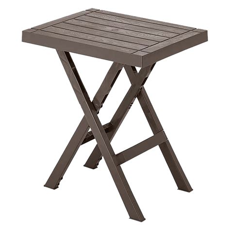 Resin Folding Patio Side Table Colour Brown Rossy