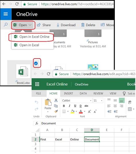 Open Excel Document With Excel Online