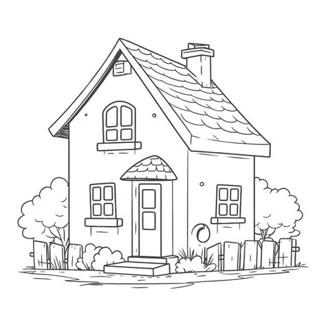 An Image Of A House Coloring Page Outline Sketch Drawing Vector House