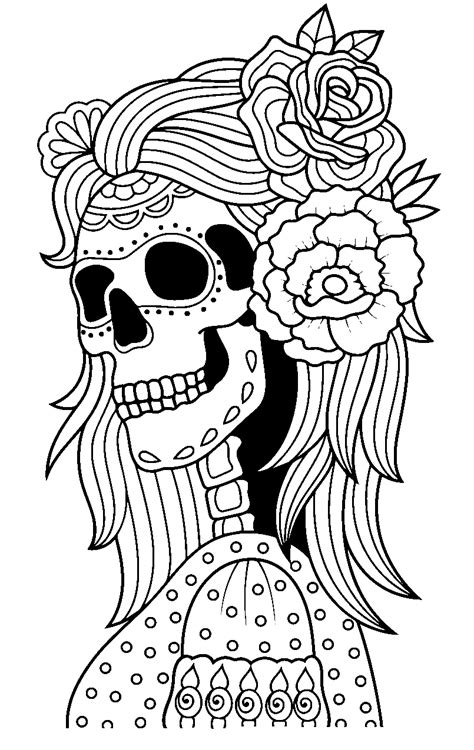 Day Of The Dead Adult Coloring Page Free Printable Coloring Pages