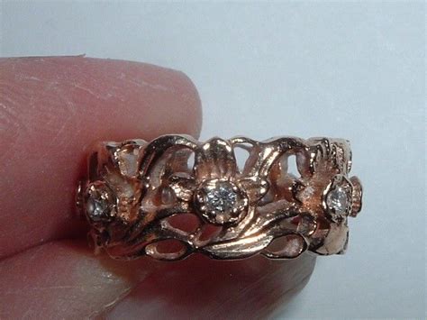 Vintage 14ct Welsh Rose Gold Stuart Devlin Daffodil Diamond Ring Size J