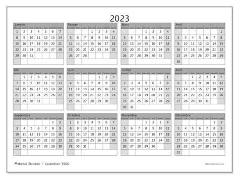 Calendrier 2023 à Imprimer “35ds” Michel Zbinden Mc