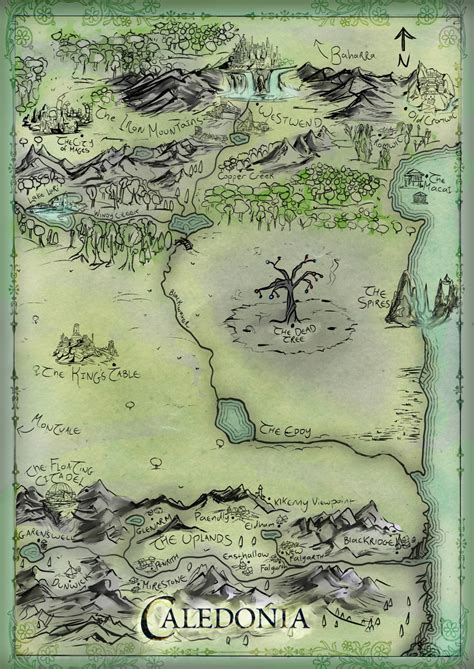 Caledonia Fantasy Map For Book Single Country Map With Light Pastel