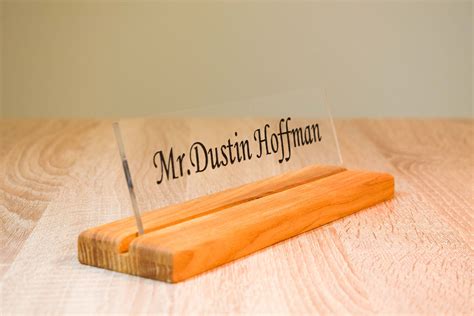 Desk Name Plate Custom Wood And Acrylic Personalized Secretary Etsy