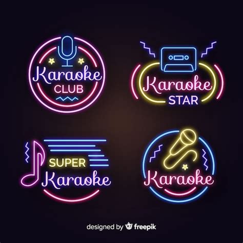 Free Vector Neon Light Karaoke Sign Collection