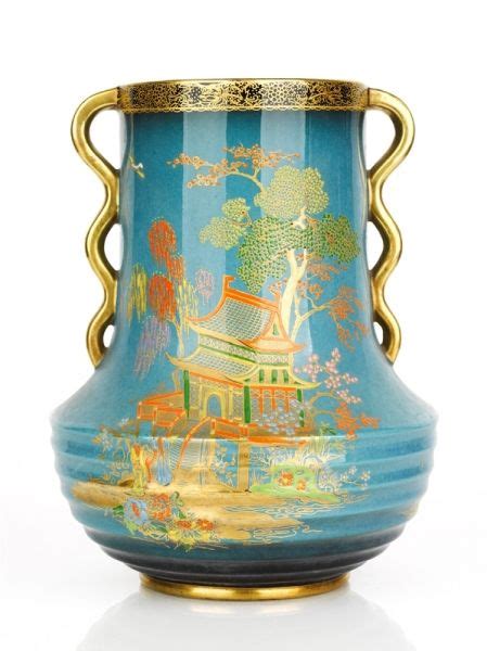 Carlton Ware Bleu Royale Pagoda Vase With Gilt Detailing Carlton Ware