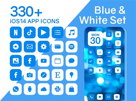 Ios Blue And White App Icons Set 330 Blue And White Minimal Etsy España