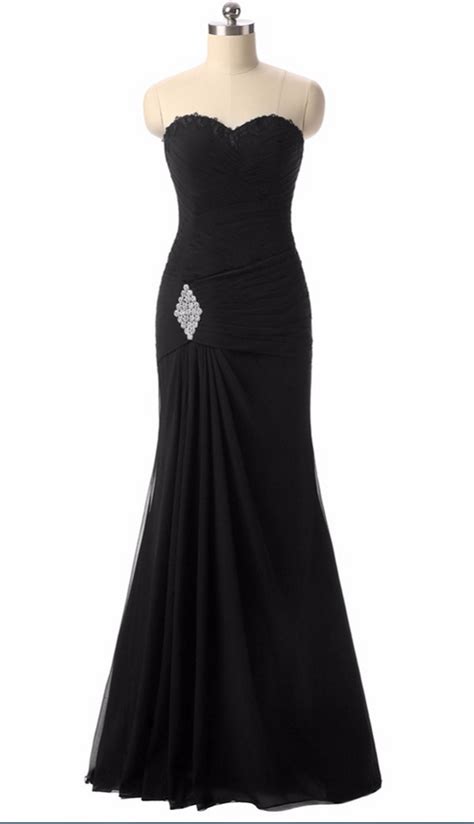 Black Evening Dresses Appliques Custom Made Lace Up Back Chiffon Prom