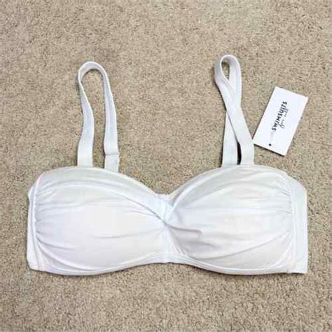 New Swimsuits For All White Bandeau Bikini Top Size 10 Gem