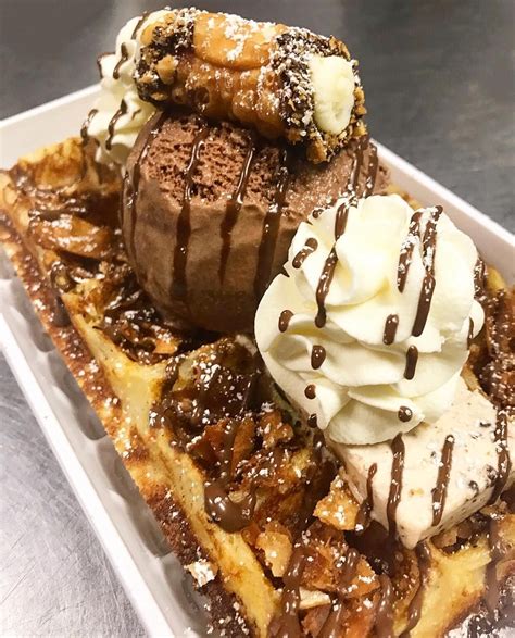 À LA WAFFLE on Instagram Hazelnut Chocolate Cannoli Belgian Waffle