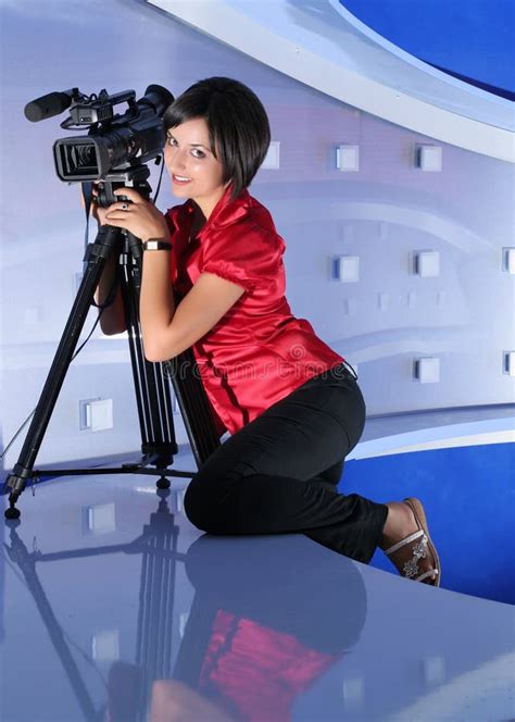 Tv Reporter In Studio Stock Photo Image Of Live Screen 2368176