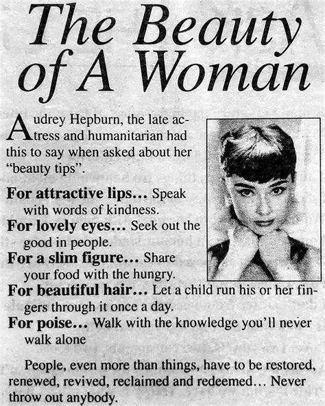 The Beauty Of A Woman Beauty Tips By Audrey Hepburn Vintage Everyday