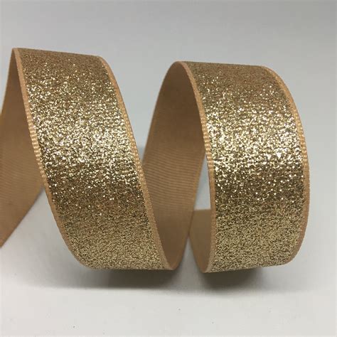 Gold Glitter Ribbon 78 Inch 22mm Gold Grosgrain Ribbon Etsy