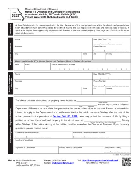 (7) department means the department of health and senior services, or its successor. Form 5227 - Missouri Department Of Revenue - Edit, Fill, Sign Online | Handypdf
