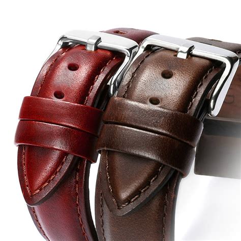 Watchbands 18MM 20MM 22MM smooth grain genuine leather ...