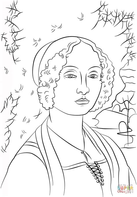 Dibujo de Retrato de Ginevra de Benci de Leonardo Da Vinci para