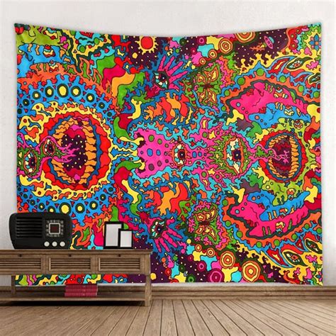Trippy Art Wall Tapestry Psychedelic Hippy Wall Hanging Wall Etsy