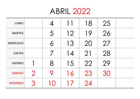 Calendario Escolar De Abril 2022
