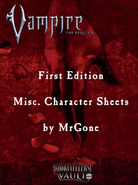 Mrgones Vampire The Requiem First Edition Misc Character Sheets