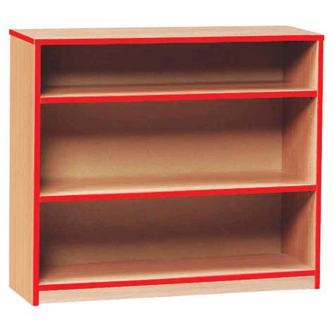 Monarch Open Bookcase With 2 Shelves And Red Edging 750h