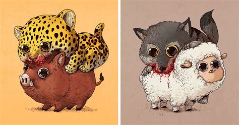 40 simple cat drawing examples anyone can try. Cute Predators VS Used-To-Be-Cute Prey (Part 2)