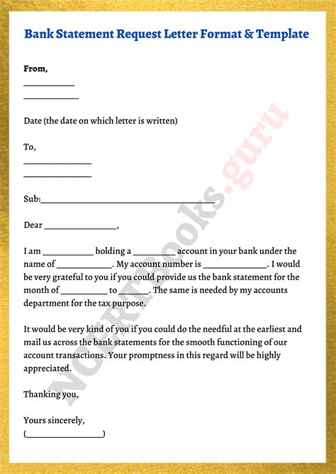 Bank Statement Request Letter Vorlage Format Samples Schreibtipps