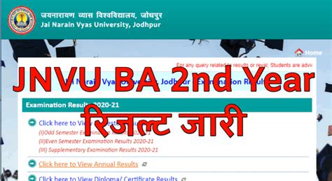 Jnvu University Ba 2nd Year Result 2023 जेएनवीयू यूनिवर्सिटी बीए सेकंड