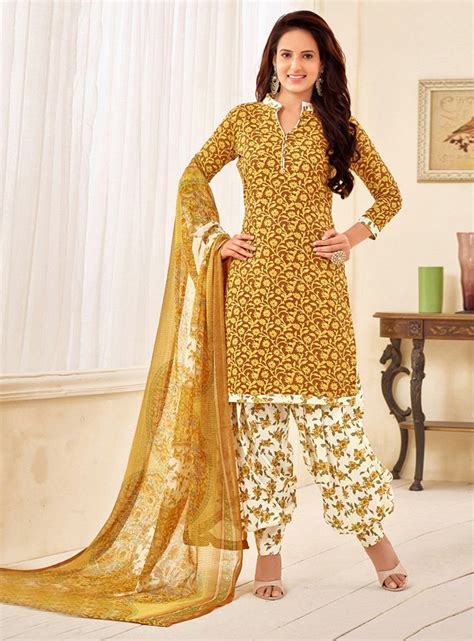 Mustard Cotton Punjabi Suit 96804 Patiala Salwar Suits Patiala