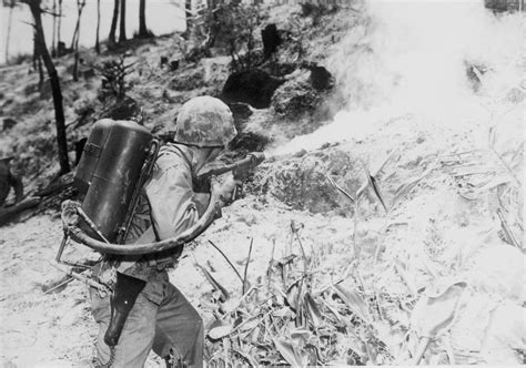 Photo Us Marine Corps 6th Division Flamethrower In Action Okinawa