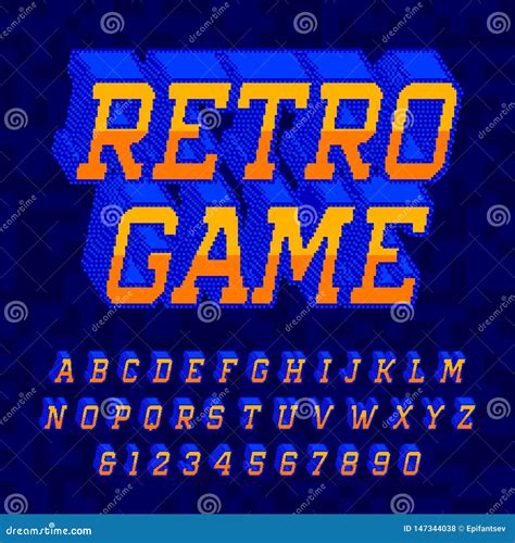 Retro Game Alphabet Font Digital 3d Pixel Letters And Numbers Vector