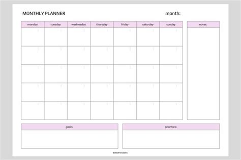 Simple Monthly Planner Printable Monthly Planner Printable Weekly