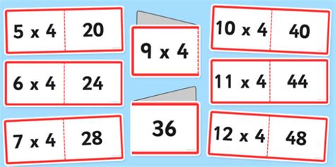 4 Times Tables Cards Multiplication Resource