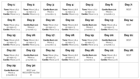 30 Day Weight Loss Workout Calendar Bmi Formula