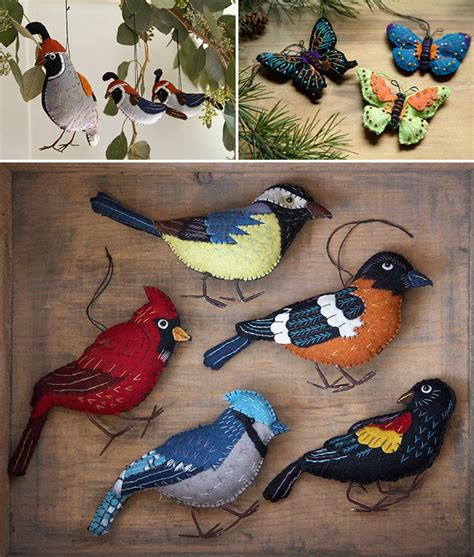 Embroidery And Applique Ornaments Felt Birds Ornaments Felt Birds