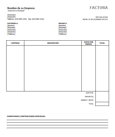 Formato De Factura Para Imprimir Facturas Imprimir Sobres Formato