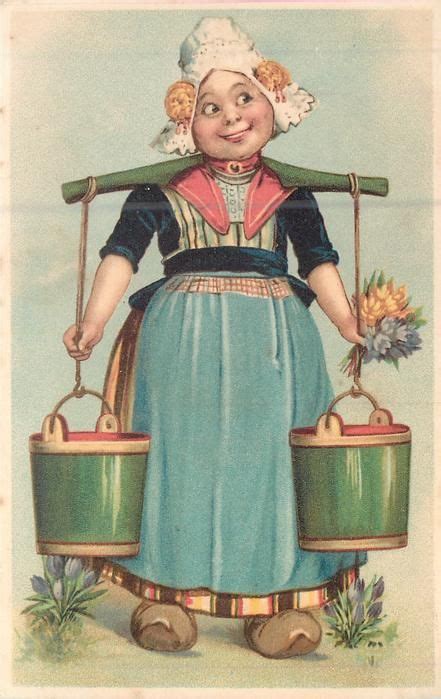 dutch milk maid tuckdb vintage illustration postcard vintage postcards