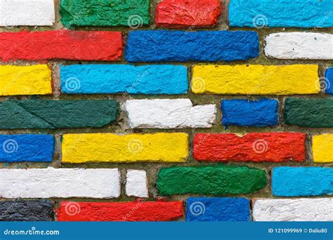 Colorful Brick Wall Background Rainbow Colourful Brick Wall Stock