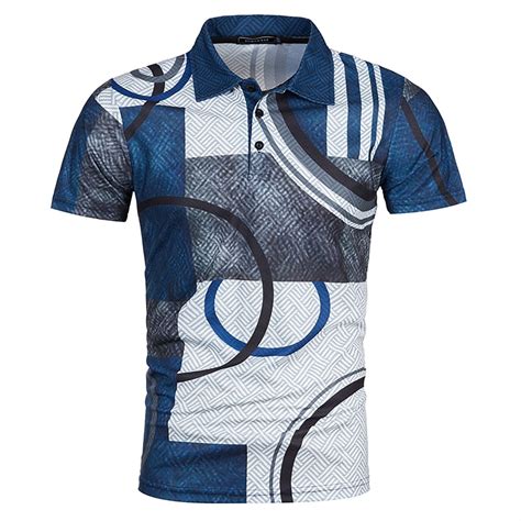 Shudageng New Mens Summer Fashion Casual 3d Printing Polo Shirt Lapel Casual Short Sleeve Tops