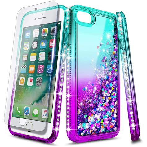 Iphone Se 2020 Case Iphone 8 7 6s 6 Case With Tempered Glass Screen Protector Nagebee Glitter