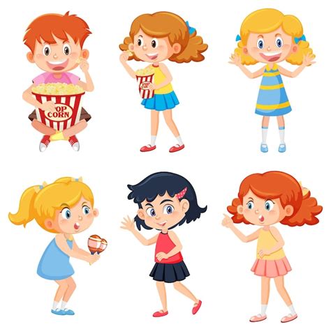 Premium Vector Set Of Cute Children Cartoon Character