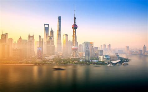 Shanghai Rio Huangpu Pérola Oriental Manhã Visualização