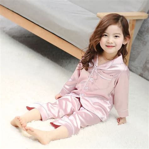 Babygirls Childrens Pajamas Silk 100 Cotton Long Sleeve For Child