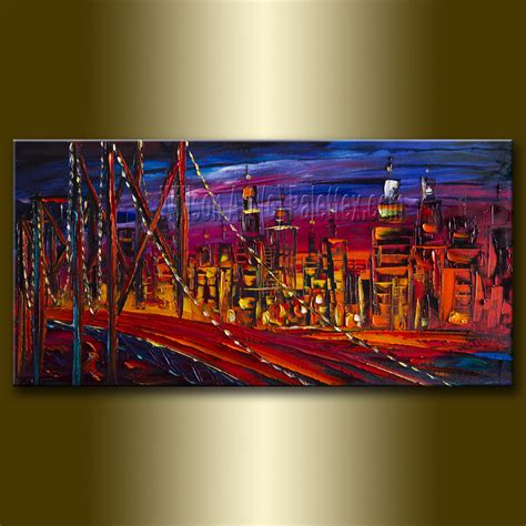 City Impression Skyline Cityscape Giclee Canvas Print Modern Art From