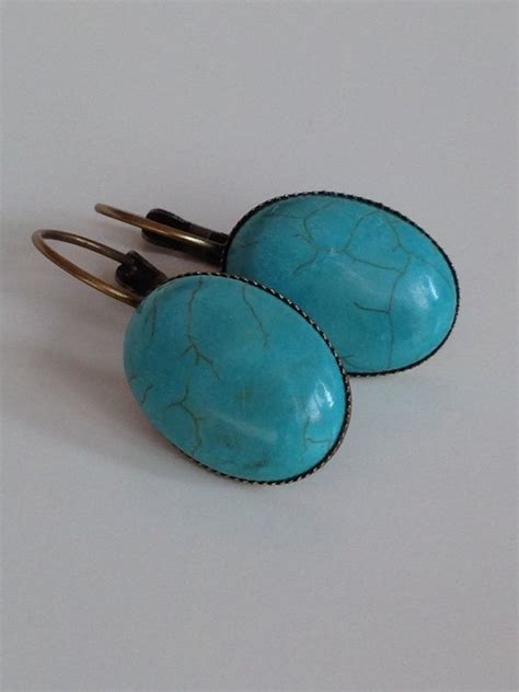 Turquoise Cabochon Earrings Turquoise Earrings Cabochon