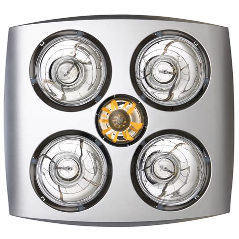 Silver 3 In 1 Bathroom Heater Fan Light 400mm Lighting Style