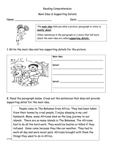 Main Idea And Supporting Details 2 Worksheet Live Worksheets