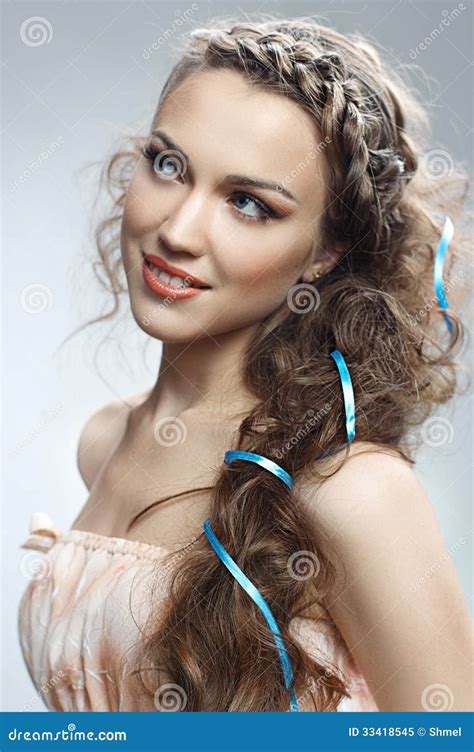 Pretty Woman With Curly Hair Stock Image Image Of Caucasian Cute 33418545