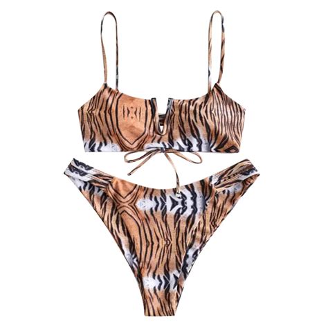 Women Sexy Leopard Snakin Print Bikini Set Mini Brazilian Vintage Swimwear Bikini Two Piece